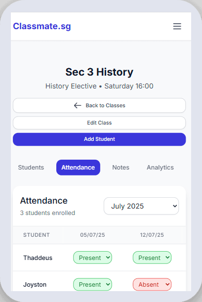 Attendance (Mobile View)