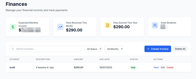 Finances dashboard